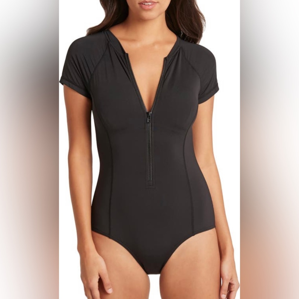 Sea Level Front Zip One-Piece Swimsuit